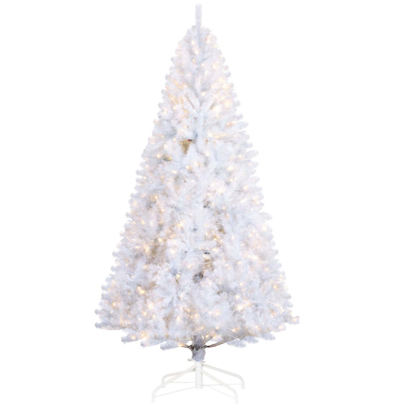 Grand arbre de Noël 7,5 pi avec branches réalistes, 500 lumières DEL chaudes et 1346 pointes pour une décoration luxueuse