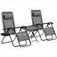 Ensemble de chaise à gravité zéro Outsunny avec table d'appoint, chaise inclinable pliante avec porte-gobelets et coussins, chaise longue réglable pour piscine, jardin, pelouse, plage