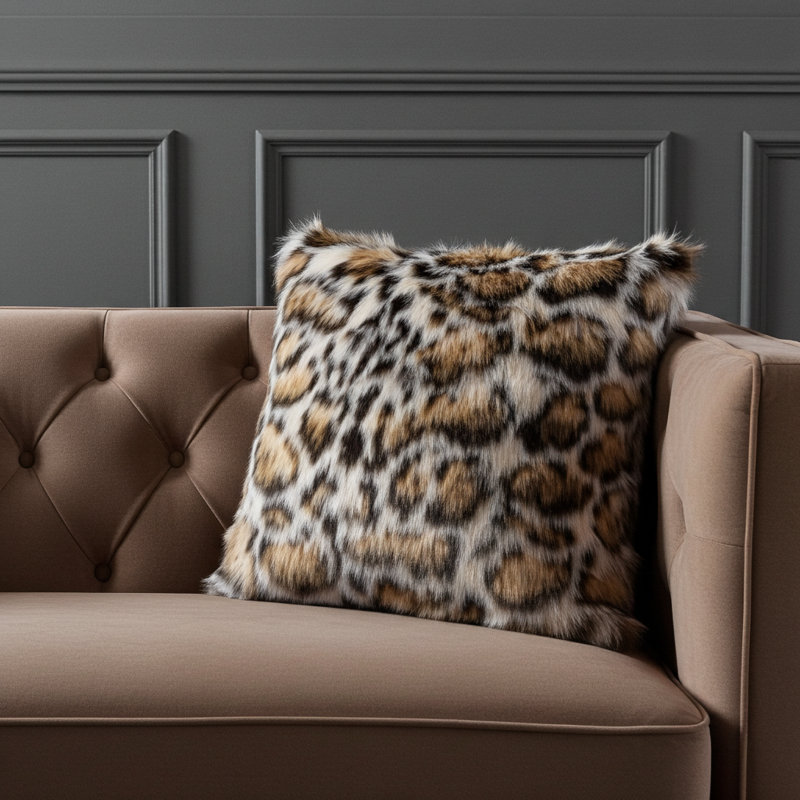 Coussin imprimé animal en fausse fourrure Tiger, 26 po x 26 po
