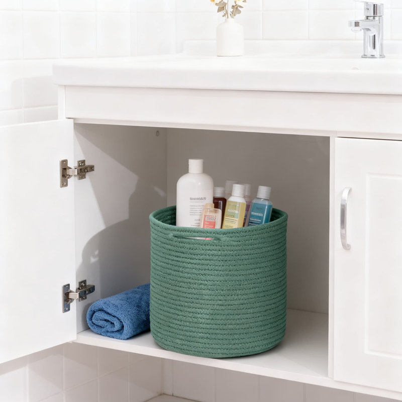 Storage Baskets Organizer 3-Pack, Durable Woven Cotton Rope Collapsible Bins For Cube Shelves, 11X11X11 Inch