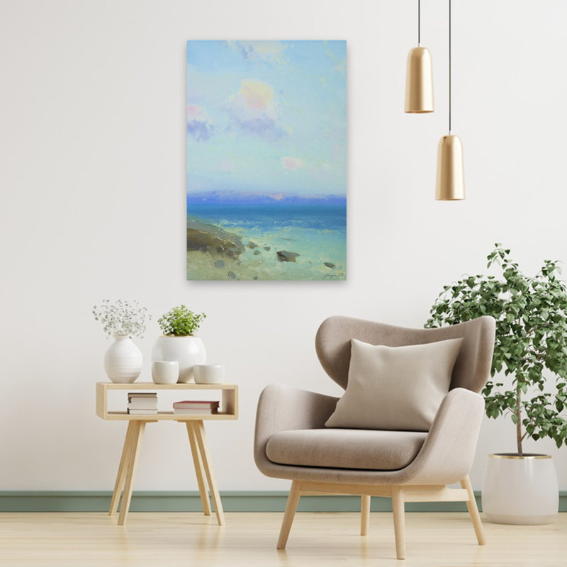 Ocean Side 2 Beache, nouvelle version 2019-5, art océanique, art côtier, art abstrait contemporain, H 36 po x l 24 po