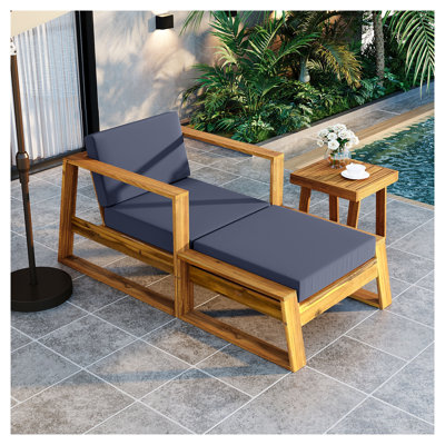 U_STYLE Ensemble de chaise longue d'extérieur en bois d'acacia gris naturel