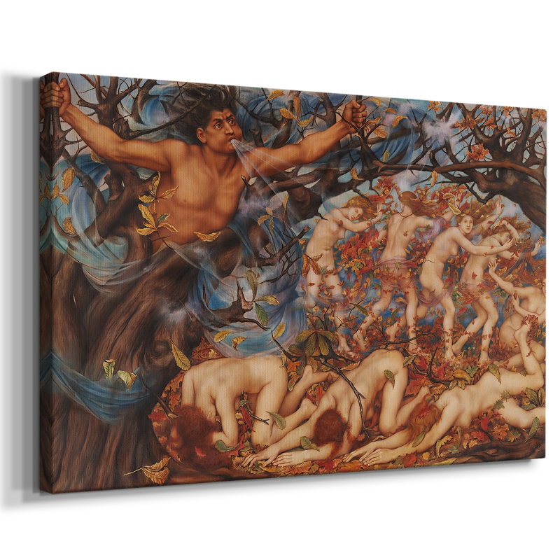 Boreas et les feuilles tombées-Evelyn De Morgan-Toile tendue avec châssis-c. 1910-1914, 24 x 36