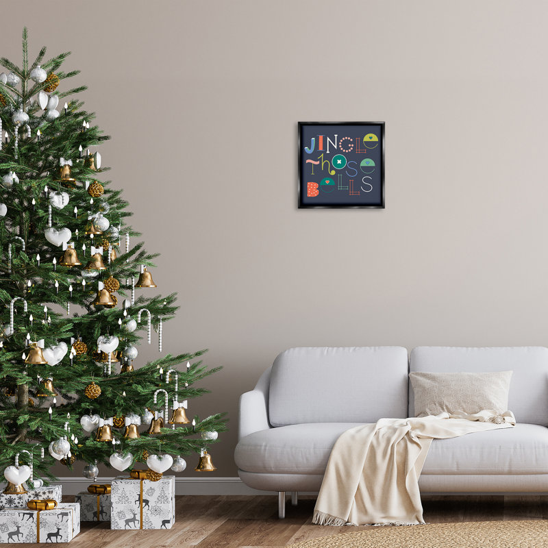 Cadre flottant Eclectic Jingle Bells, design par Sazerelli Designs, Cadre flottant noir de jais, H 18 po x l 18 po