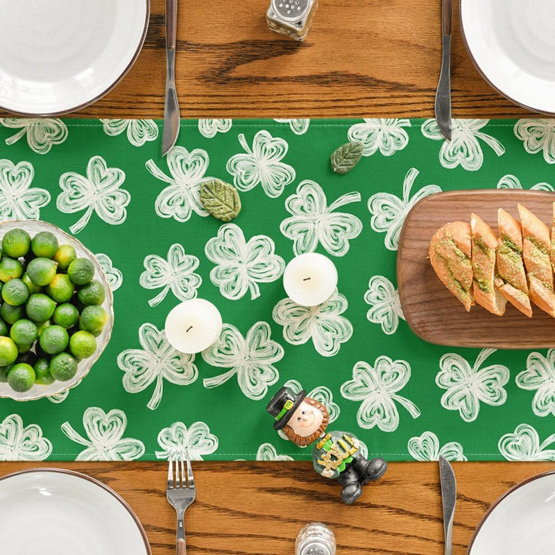 Chemin de table Lucky Shamrocks Clover, décoration de cuisine et de salle à manger pour la Saint-Patrick