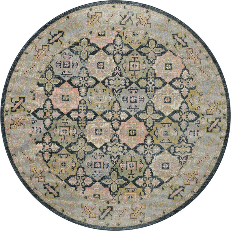 Taslin Rug, Vintage/Neutral tone, Round 7'10''