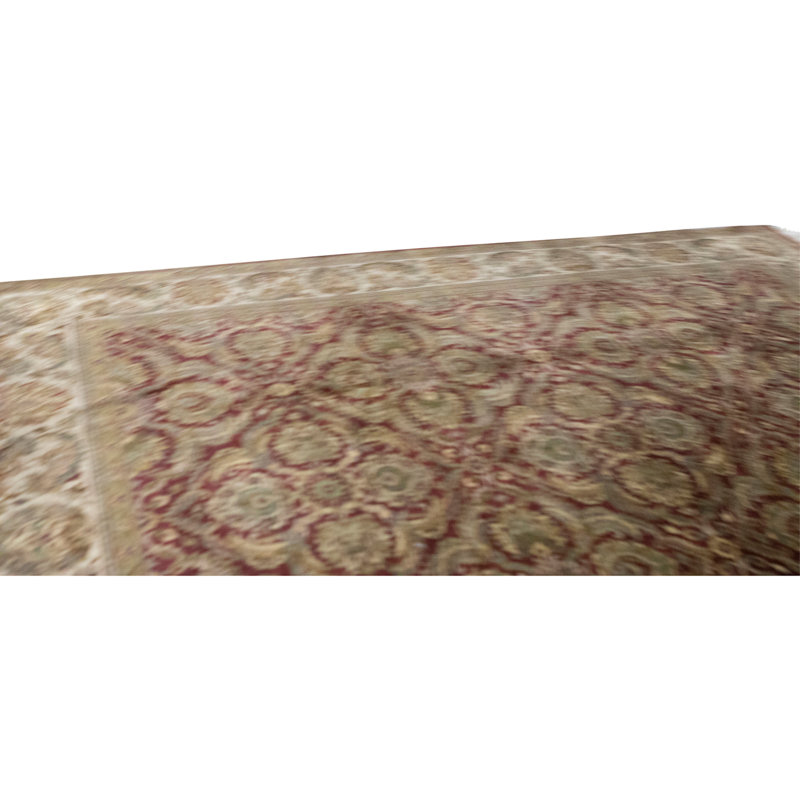 High-Quality Hand-Knotted Red And Cream Area Rug