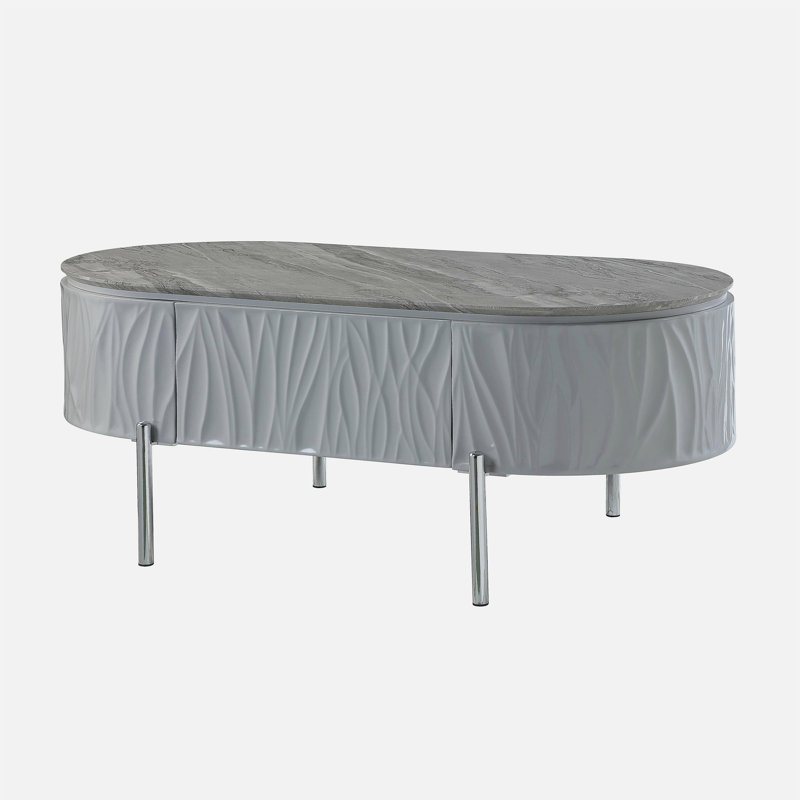 Gray High Gloss and Chrome Coffee Table