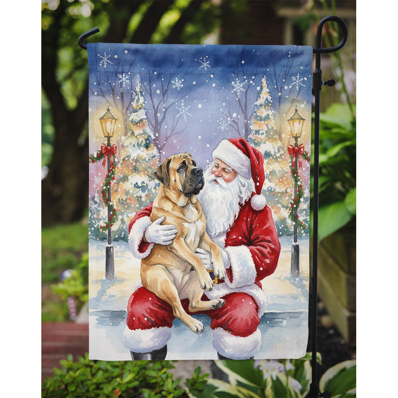 Mastiff avec le drapeau du jardin du père Noël, Taille du jardin, Mastiff