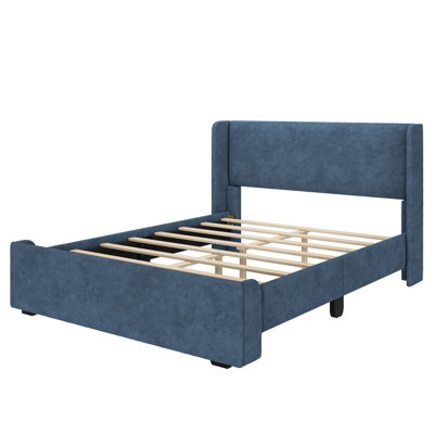 Solid Wood Upholstered Panel Bed