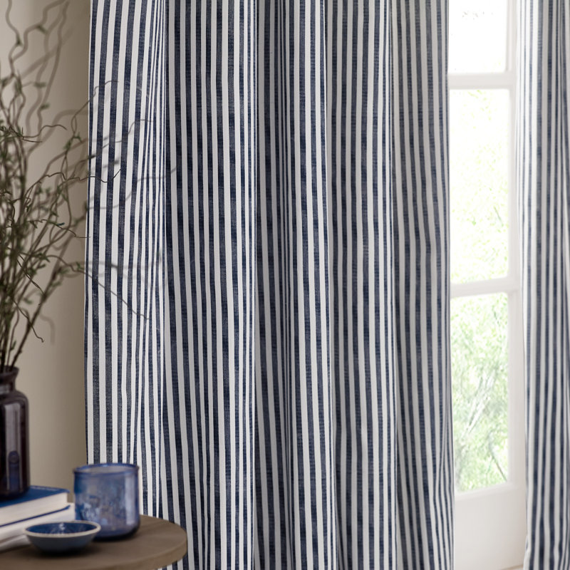 Taffany Cotton Pinch Pleat Curtain Panel Pair, Navy, 117cm Width x 183cm Drop