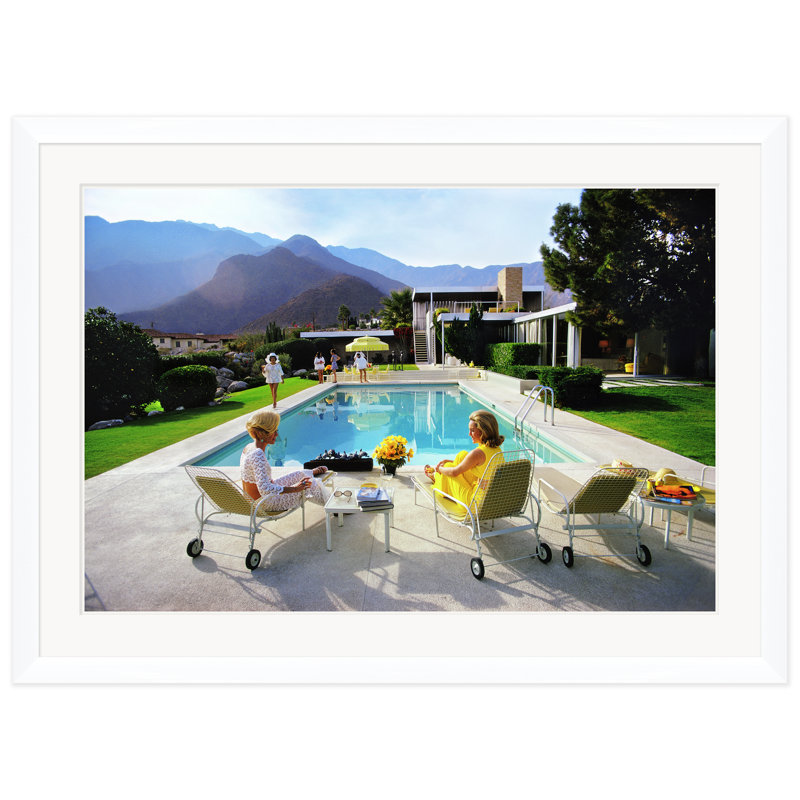 Poolside Glamour Print by Slim Aarons, 31.75" H x 42.75" W, White, Picture Framed Paper