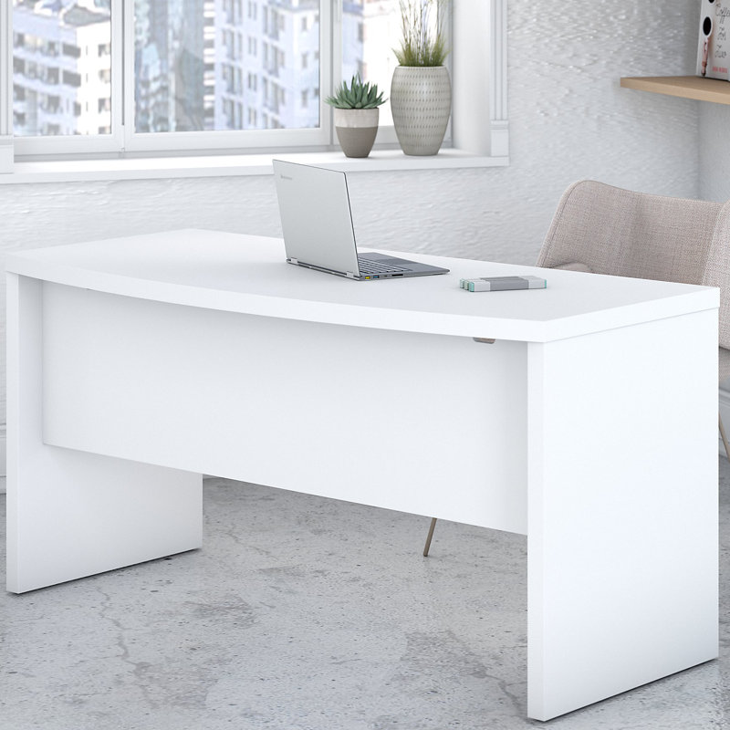 Echo Bow Front Desk, Pure White