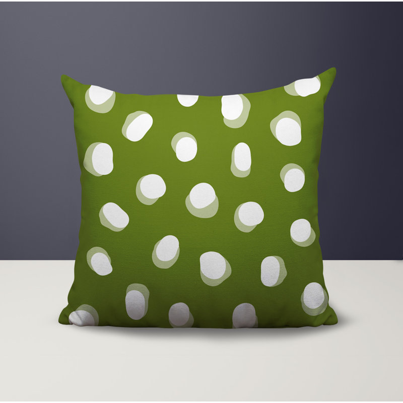 Oreiller réversible intérieur / extérieur Jayi Spots, 16 x 16, Chartreuse