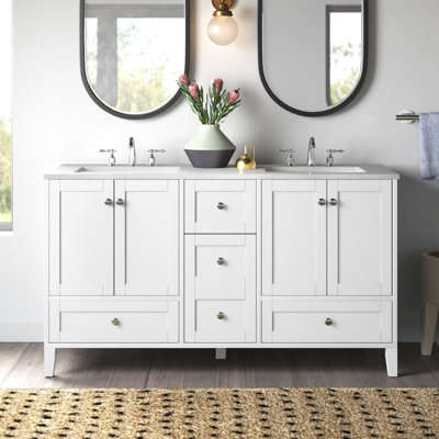 Meuble-lavabo double l 60 po x P 22 po x H 34 po Selma