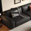 Causeuse-coussin modulable noire en cuir véritable-859006013