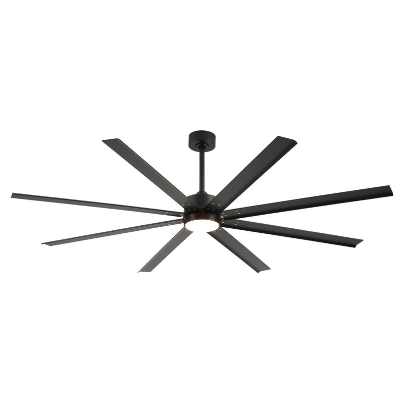 Industrial Style 8 Blade Aluminum Alloy Ceiling Fan With Remote, Quiet Large Ceiling Fan With Led Light, 6 Speed Modern Ceiling Fan With Light  For Living Room, Patio, Farm