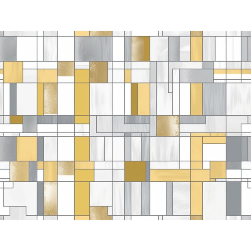 Gweneviere Mondrian Geometric Machine Printed Duvet Cover, Twin Duvet Cover, Gray/Yellow