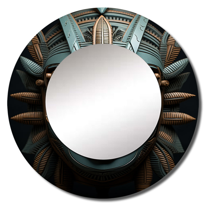 Masque africain tribal Dogon - miroir tribal africain, miroir mural décoratif rond, impression sur métal, 36 po x 36 po
