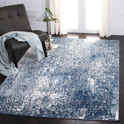 Tapis bleu marine / gris Mauzy