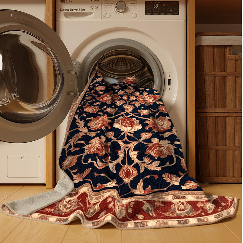 Tapis brun lavable à la machine, Rond 3 pi