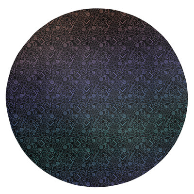 Tapis noir/mauve/vert zone