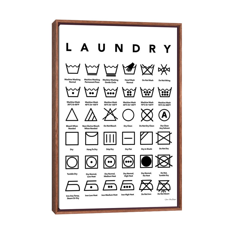 «Laundry Symbols» par Seven Trees Design - impression d'art textuel, Pas de tapis, Classic Wood Frame, 26" H x 18" W x1.5" D