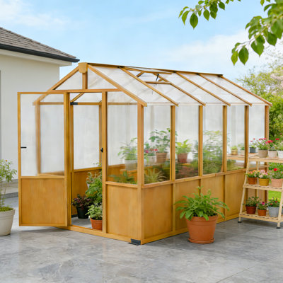 6x10 FT Wooden Greenhouse, Outdoor Walk-in Green House
