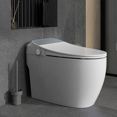 Toilette Smart Bidet avec siège chauffant, chasse automatique, chasse d'eau à capteur de pied