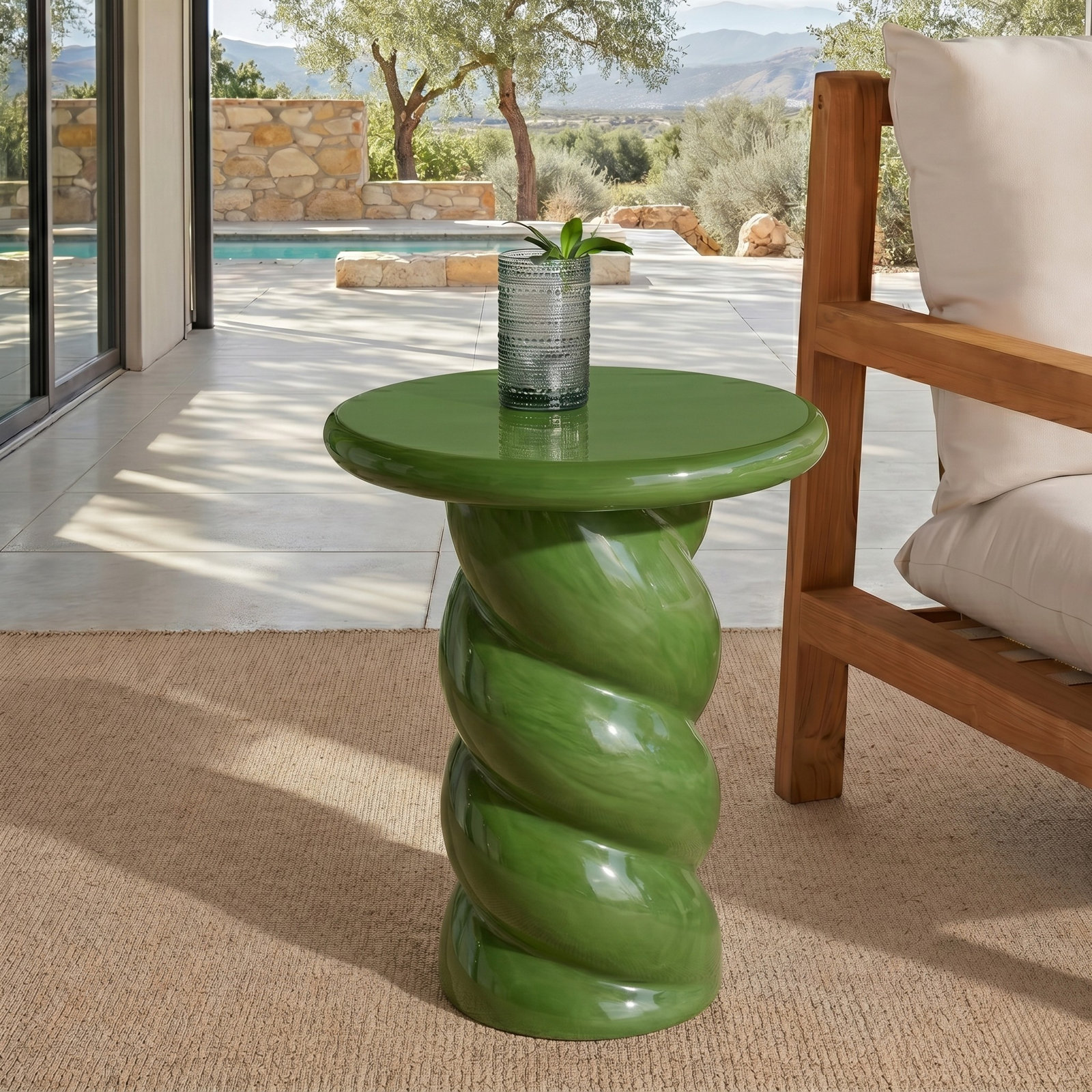 14" End Table, Olive Green
