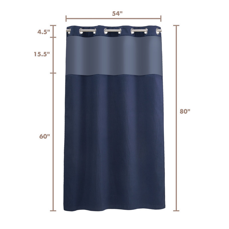 Rideau de douche gaufré en mélange de coton avec doublure inclus, H 80 po x l 54 po, Marine