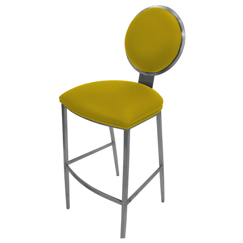 Ireoluwa Upholstered Counter Stool with Metal Frame, Yellow, Counter Stool (26" Seat Height)