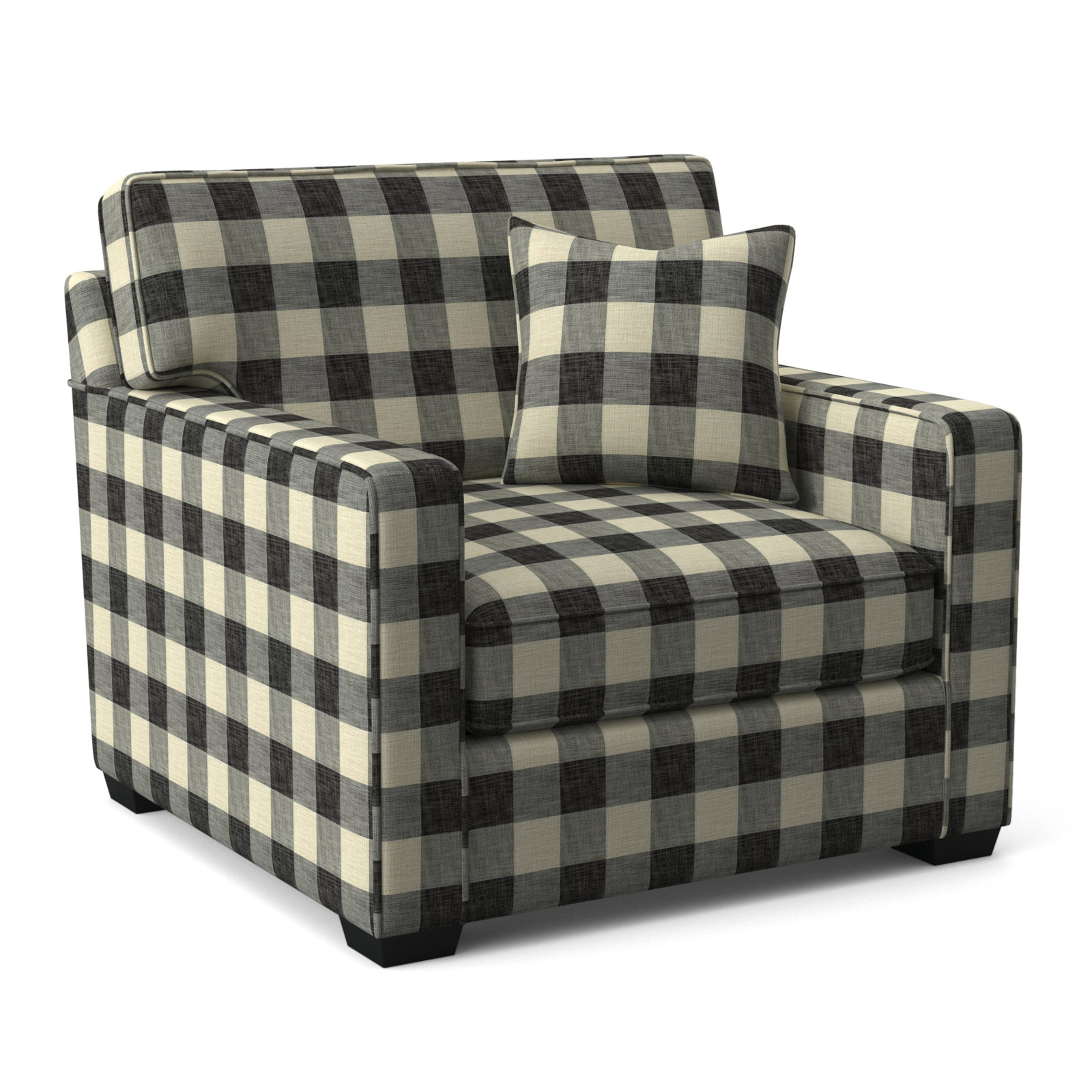 Gramercy Park Upholstered Accent Chair, Black Buffalo Check, Black Finish