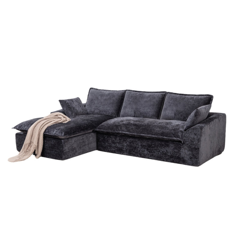 Canapé modulaire moderne sans os de 103 pouces, Chenille noir