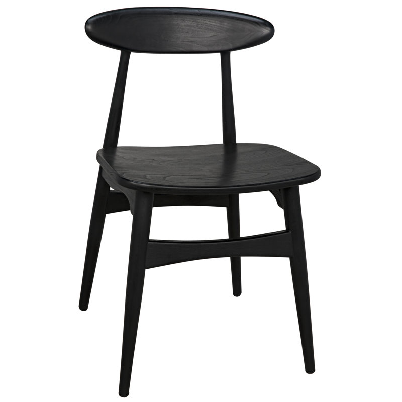 Surf Solid Wood Dining Chair, Charcoal Black