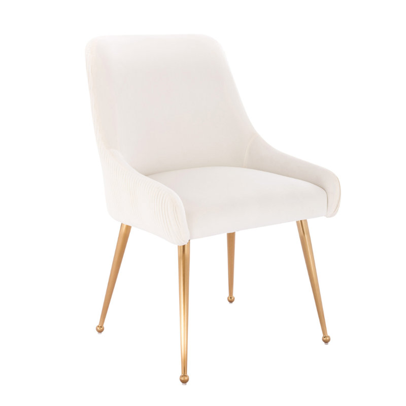19'' H Velvet Upholstered Armchair, Beige, 2