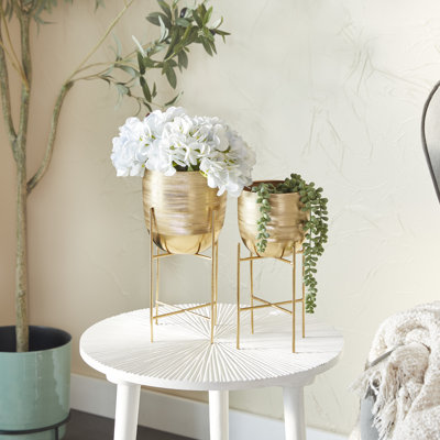 Ensemble de jardinières d'intérieur et d'extérieur en métal 2 pièces Alodee