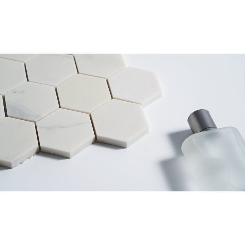 2" x 2" Engineered Stone Honeycomb Mosaic Wall & Floor Tile, Corchia Arabescato/Gray