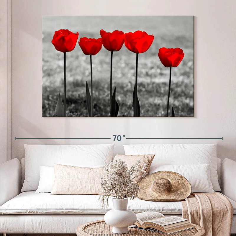 Harnek Five Red Tulips, 34" H x 51" W