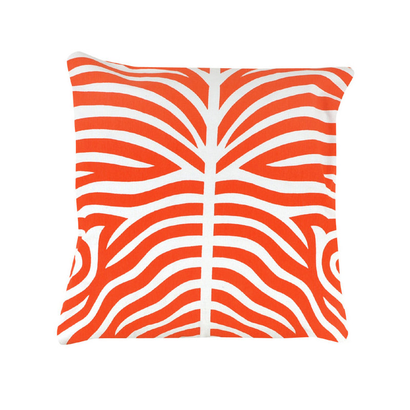 Xandra Zebra Striped 100% Cotton Throw Pillow, Orange