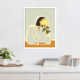 Lady With Chrysanthemum by Arty Guava Wood Framed Wall Art Print