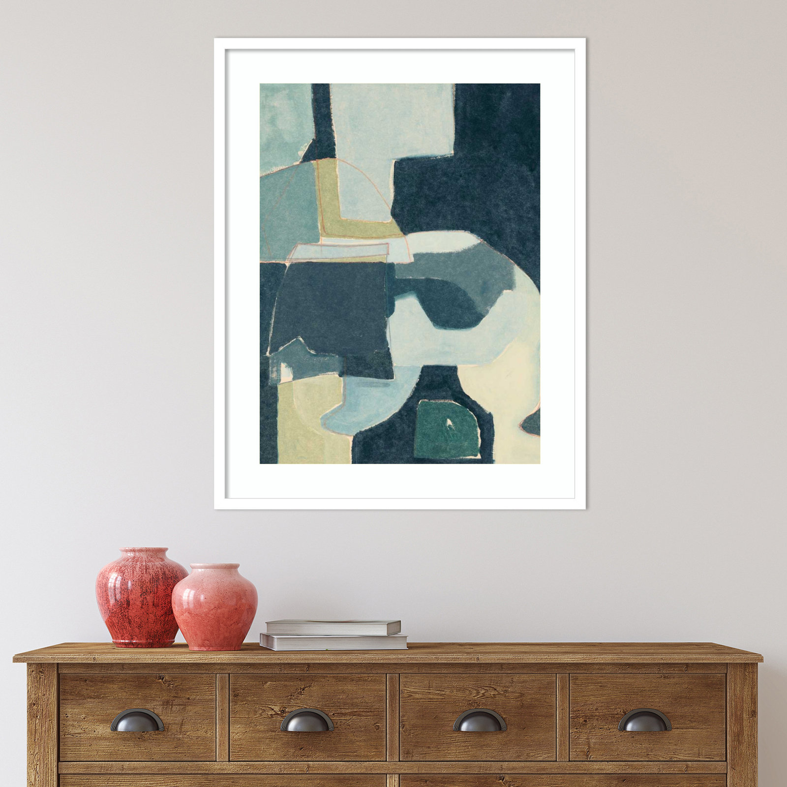 Blue Note III by Rob Delamater, White Framed, 33" H x 26" W x 1" D