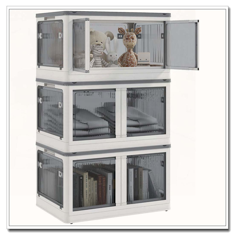 Stackable Storage Bins with Lids Collapsible Closet Organizers on Wheels