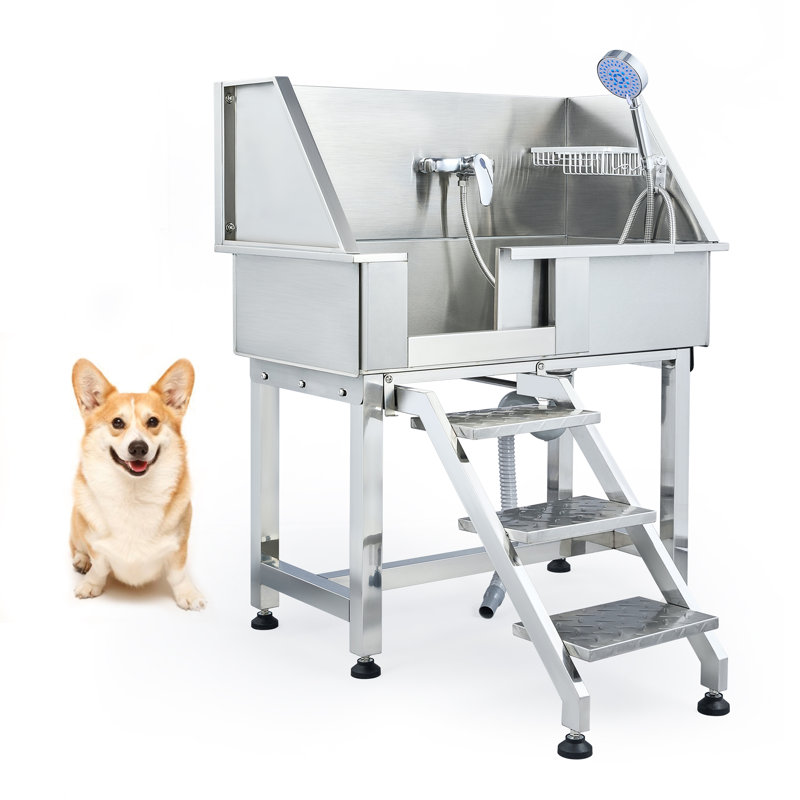 Baignoire de toilettage pour chien 34 po en acier inoxydable