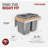 Rev-A-Shelf Wood Top Mount Pullout Trash Can(s) with Soft-Close, 35 qt., Metallic Silver-65711709-65711708