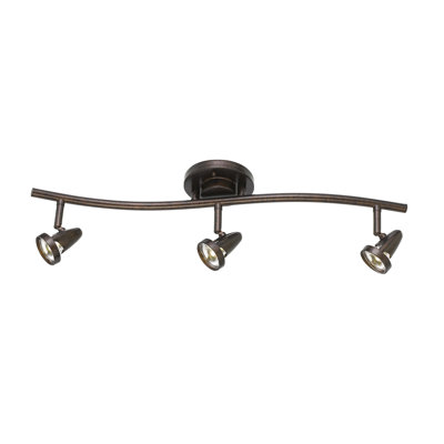 Cal Lighting Dimmable 3-Light LED Serpentine Rail Ceiling Fixture in Rust