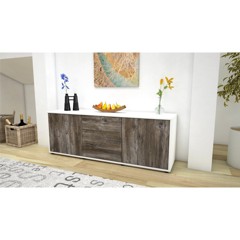 Wymore Unfinished TV Stand for TVs up to 60, Driftwood / Matte White