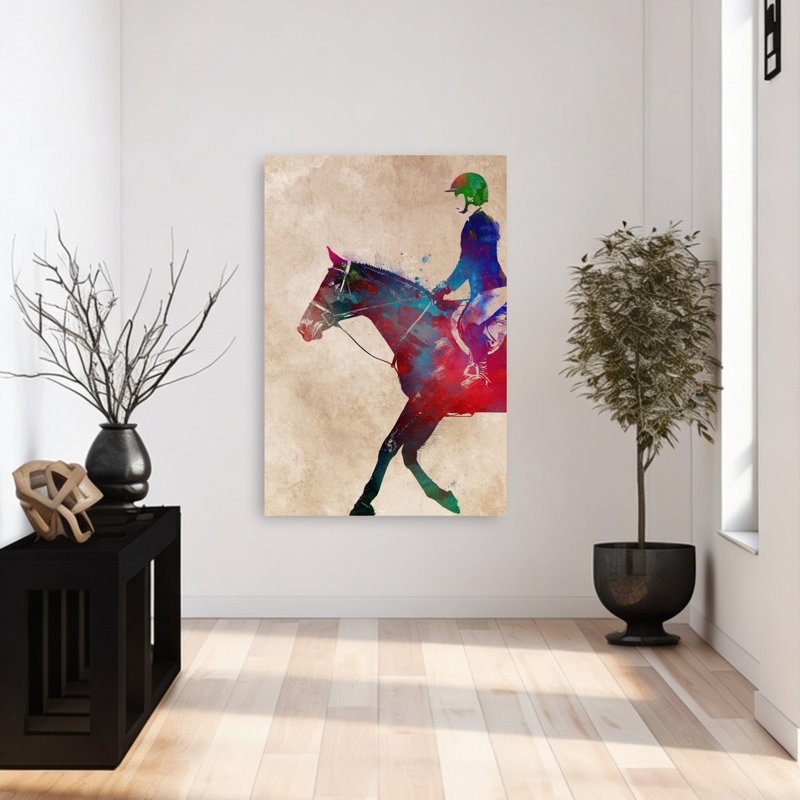 Art contemporain cheval, H 48 po x l 32 po