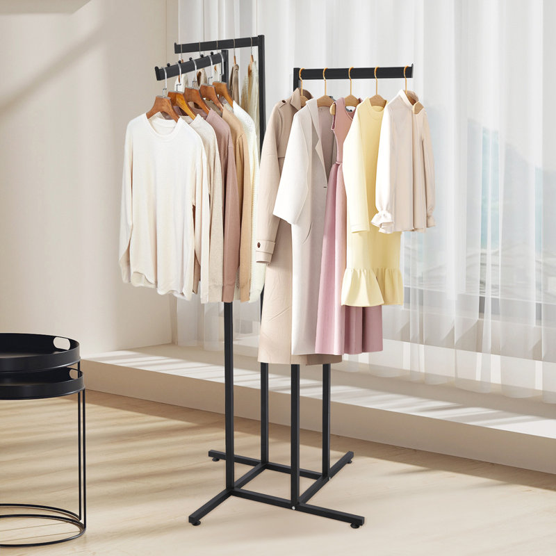 Portant à vêtements en acier inoxydable 38,2 po Rosealie, Noir mat