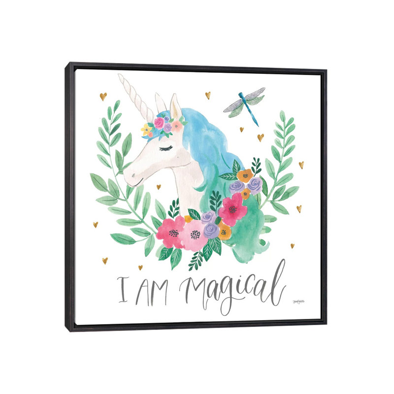 Décoration murale pour enfants Magical Friends IV, H 37 po x l 37 po x P 1,5 po, Toile avec cadre noir patiné